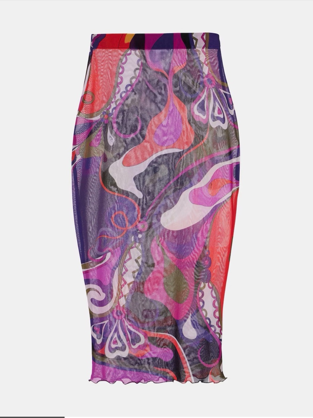 Emilio Pucci Orchidee Multicolor Abstract Print Midi Skirt - Purple, Pink, Red